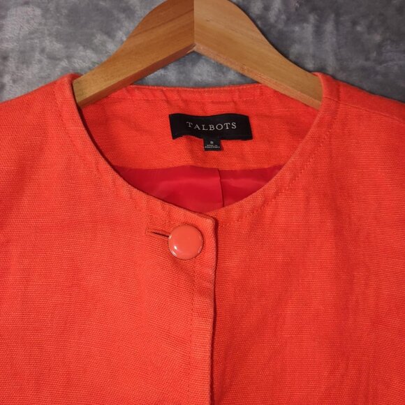 Talbots Women's 8 Vintage Vibrant Orange Old Money Church Popover Classic Jacket - Picture 5 of 10